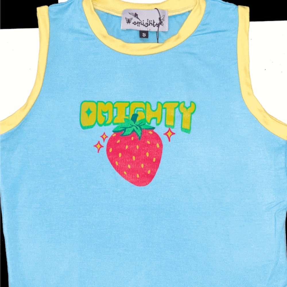 O-Mighty Strawberry Top, size small. The cutest tank!